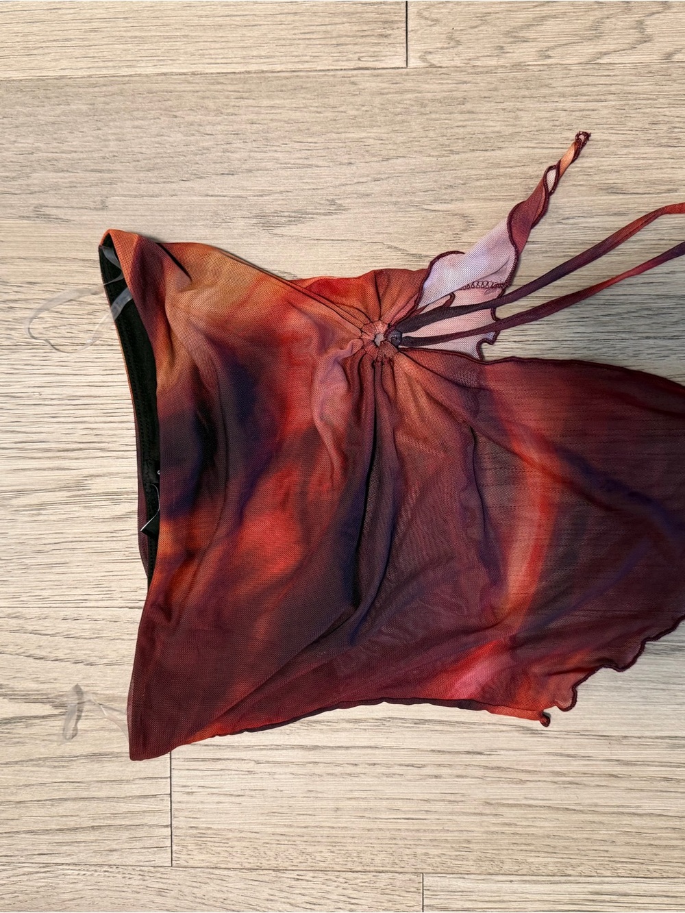 Windsor Red Maroon Swirl Mesh Camisole